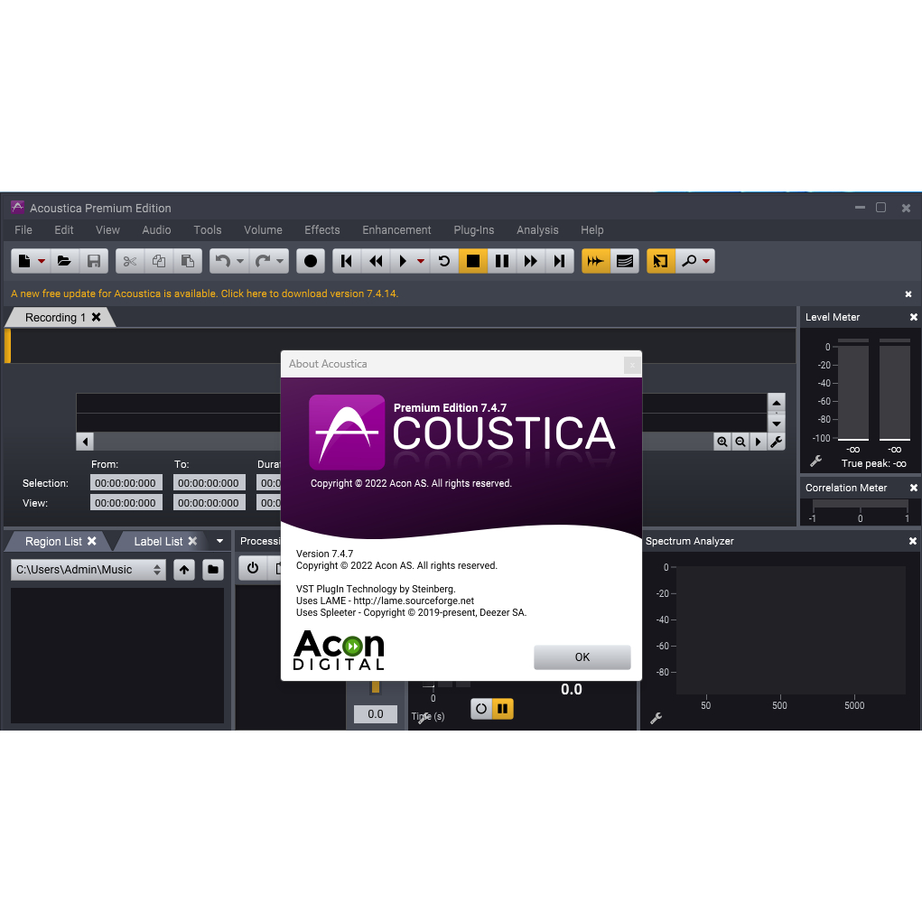 Acoustica Premium Edition 2023 Full Version Lifetime Software Audio Editing Edit Audio