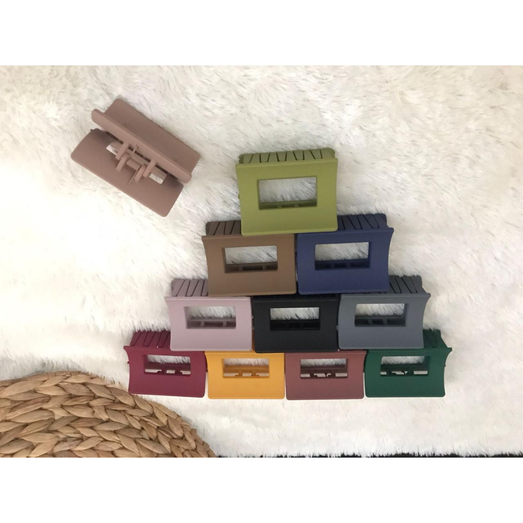 Jepitan Rambut Model Kotak 6Cm Polos Jedai Wanita Bahan Plastik Korean Hair Claw Clip Women Fashion Geometric Hairpin