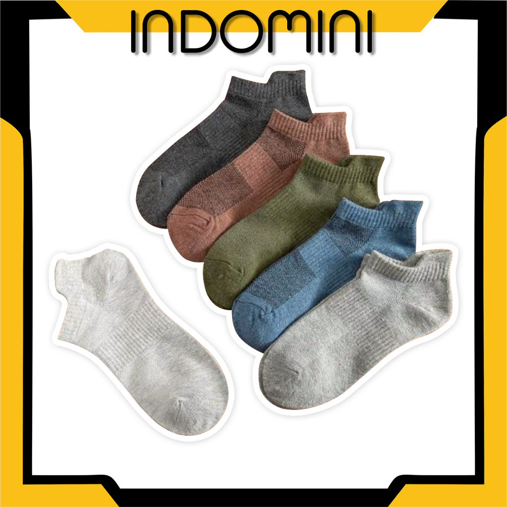 INDOMINI Kaos Kaki Pria Wanita Motif Kotak Fashion Korea Kaoskaki Kantoran Sock Semata kaki Ankle KK104