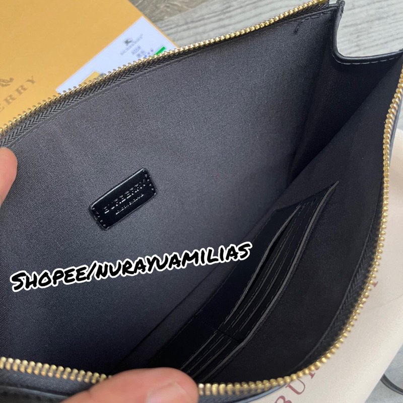 Clutch Burberry london import with box clutch pria wanita branded