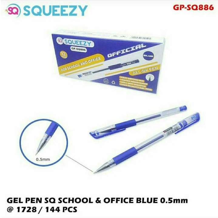 

Pulpen Gel SQUEEZY GP-886 biru (1 pack isi 12)