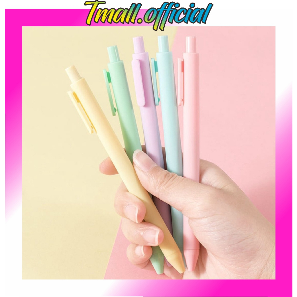 

❄ TMALL ❄ Pena Cetekan Macaroon Pulpen Warna Pastel Tinta Hitam Alat Tulis Sekolah Kantor Pen Warna Warni Bolpoint Polos Murah Import S078