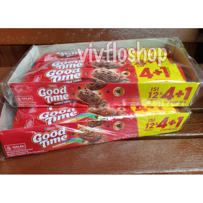 

Biiskuit Good Time Double Chocochips & Rainbow Kemasan Box (12 x 26 gr)
