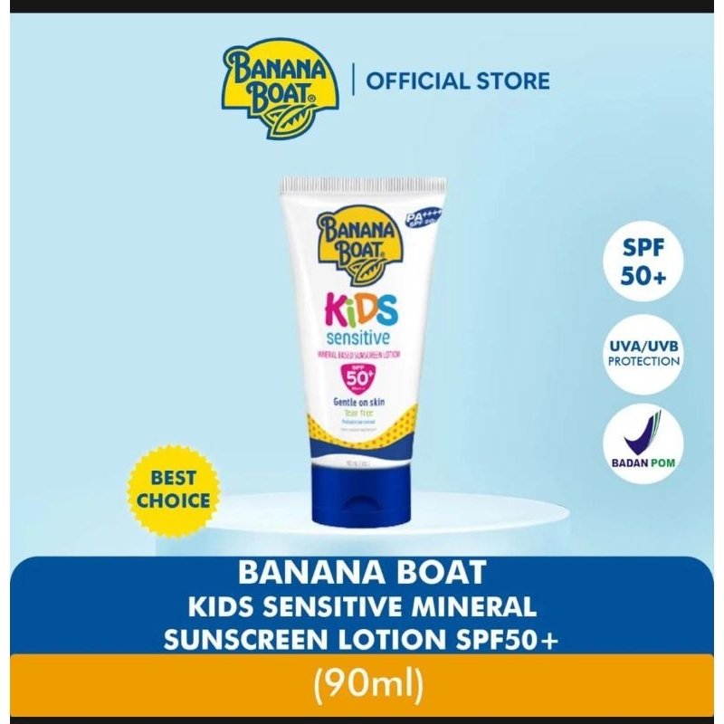 banana boat kids sensitive mineral based sunscreen lotion spf50+ 90ml