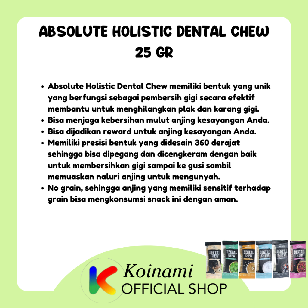 Absolute Holistic Dental Chew 25gr - Dog Treats - Snack Anjing - Pembersih Gigi Anjing - Dentastik Snack Gigi Anjing - Gigitan Anjing