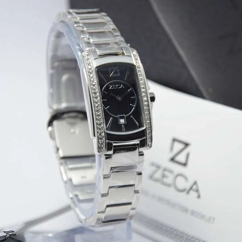 Jam Tangan Wanita Zeca 154L Passion Silver Black Stainless Steel