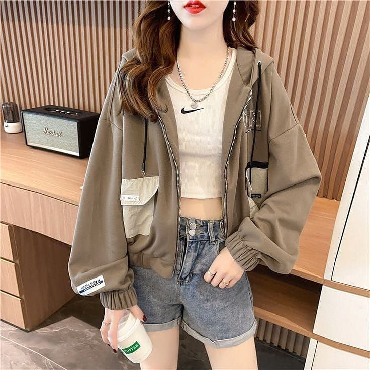 Ocean Hoodie Oversize Korean Style Atasan Wanita Fleece Premium