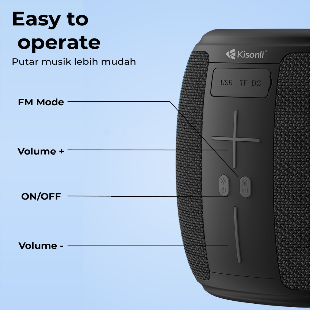 Kisonli Speaker Bluetooth Portable Super Bass Q16 1200mAh - ACS