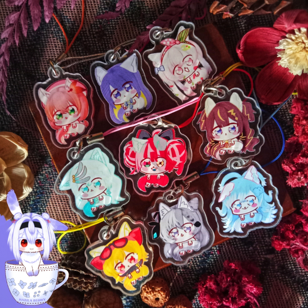 Hololive ID acrylic charms phonestraps 2,5-3cm [by Nabila]