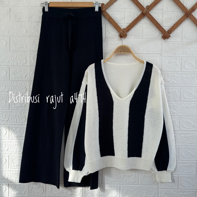 ONESET SWEATER RAJUT PRAMITA SETELAN CELANA KULOT WANITA