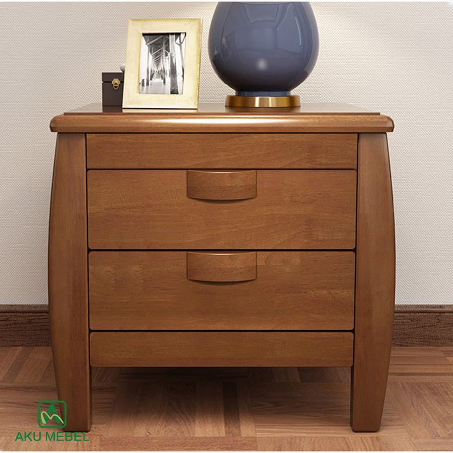 Meja Nakas Meja Sudut Nighstand  Minimalis Laci Simple Modern Kayu Mahoni