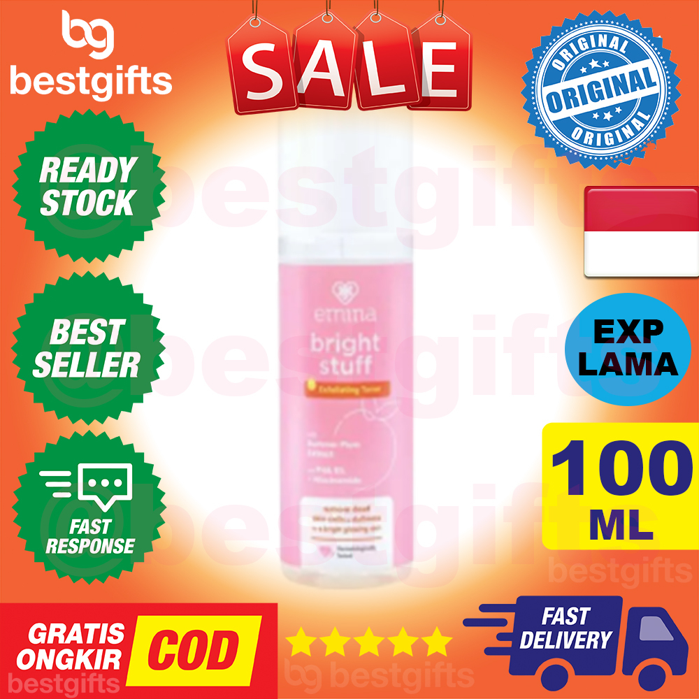 EMINA BRIGHT STUFF EXFOLIATING TONER UNTUK KULIT KUSAM DAN BEKAS JERAWAT 100 ML