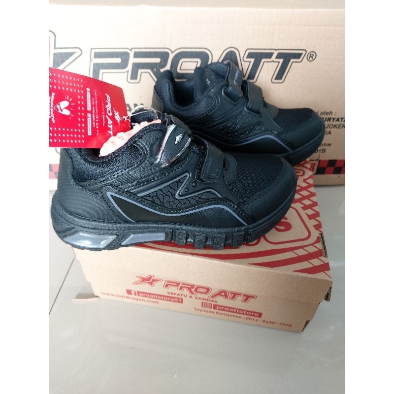 PROATT sepatu ANAK sekolah HITAM MAGNET MURAH