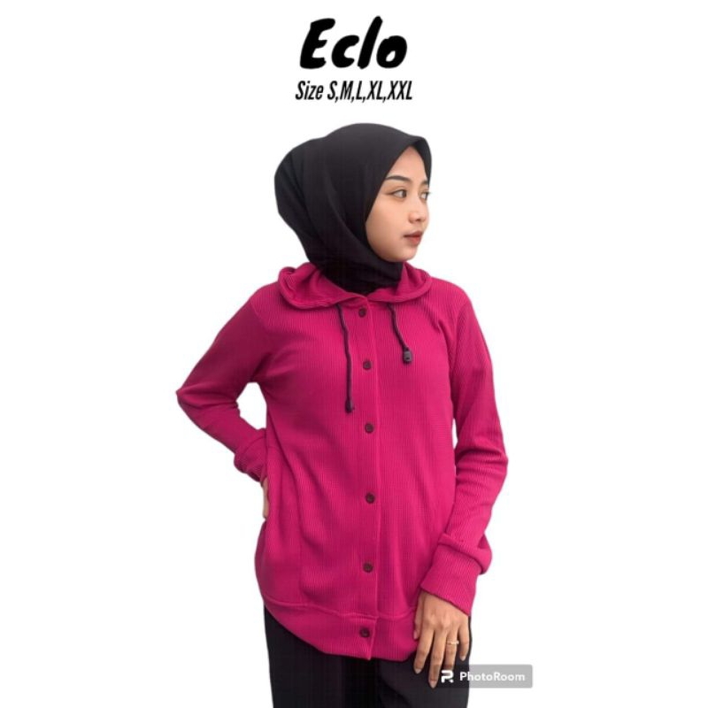 HOODIE ECLO SWEATER WANITA BRANDED SWEATER JUMBO HODIE FULL Kancing