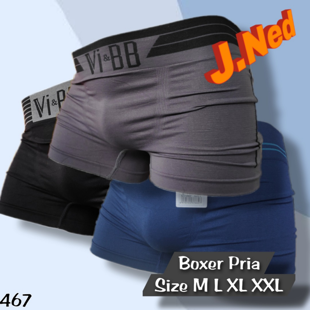 J467 (harga satuan) Vi-Bb Celana Dalam Boxer Pria Dewasa dan Remaja, Cd Boxer Pria Size M L XL XXL