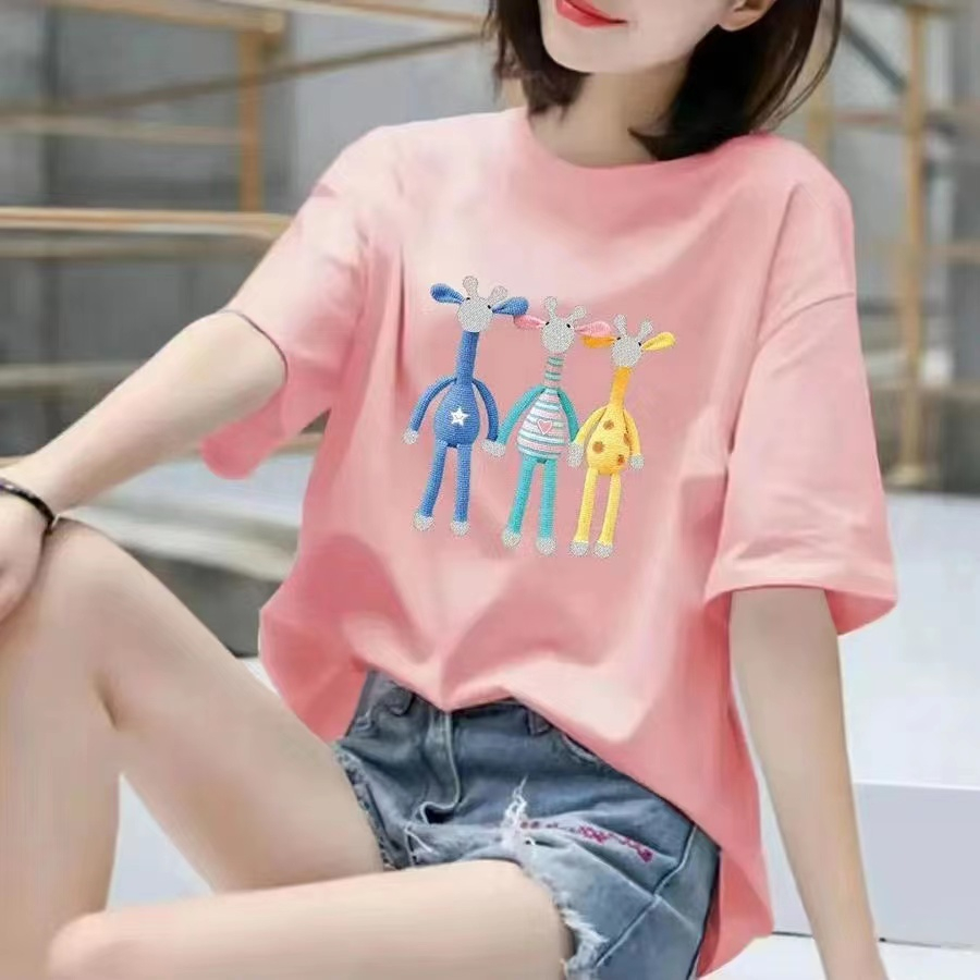 Giraffe Tshirt Top Knit Import - Atasan Kaos Wanita Gambar Jerapah TM (M1710)