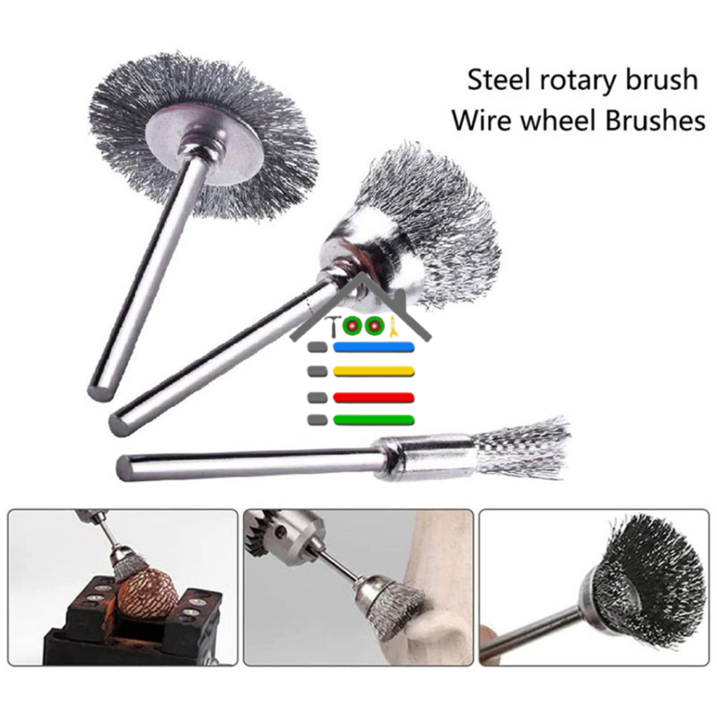 MATA BOR SIKAT KAWAT BAJA MINI GRINDER WIRE BRUSH PEMBERSIH BESI ALUMUNIUM 3IN1