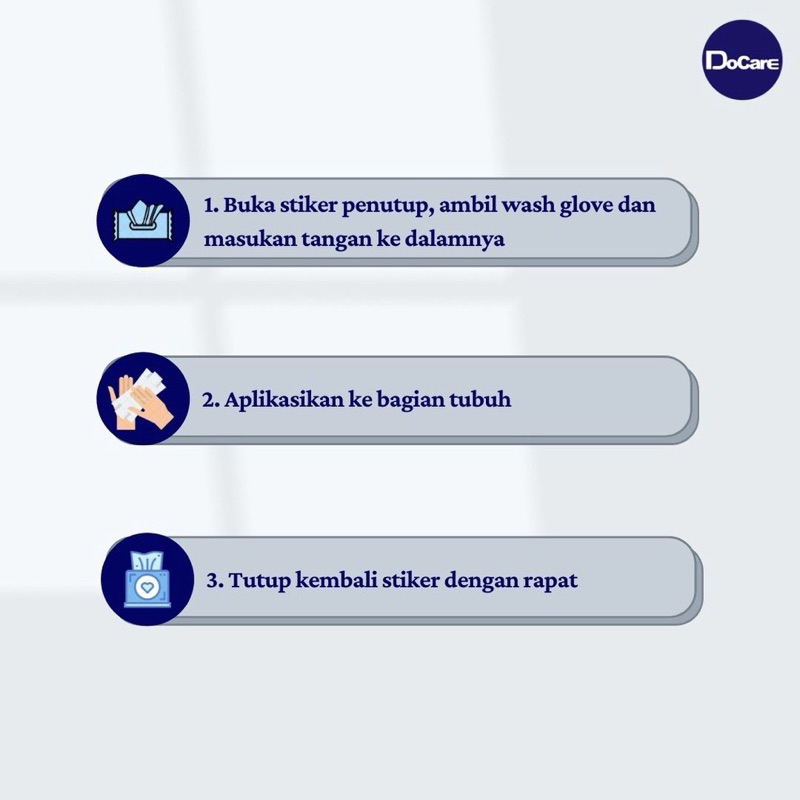 DoCare Do Care Wash Glove  NON PARFUME BPOM MUI HALAL Tisu Basah Waslap Sekali Pakai Pasien Traveling Seka Tubuh Bayi Anak Dewasa BEBAS ALKOHOL TISU ANTISPEPTIK SEKA TUBUH