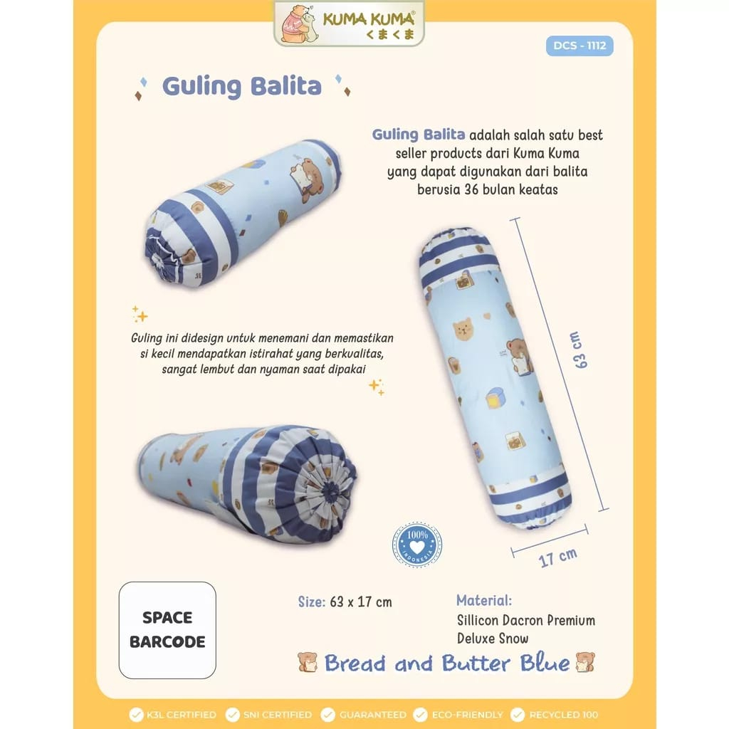 KUMA KUMA - GULING BALITA (72cm x 54cm) NEW MOTIF / RILAKKUMA / Sheep series / bread and butter blue / adem / dingin / bahan premium / cotton ausie / katun impor