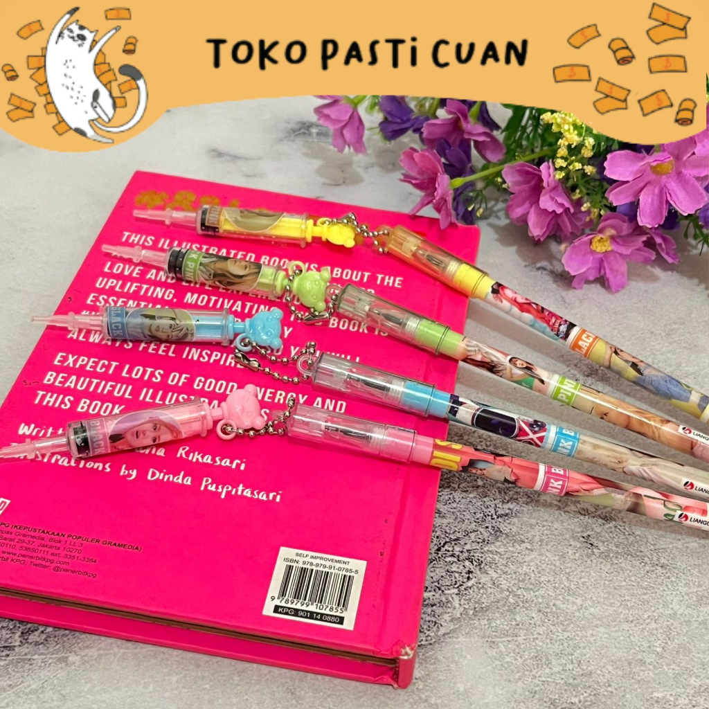 

pulpen bolpen gantungan suntik black pink keperluan anak sekolah pen lucu imut keren pena unik fancy elegan bisa COD termurah import