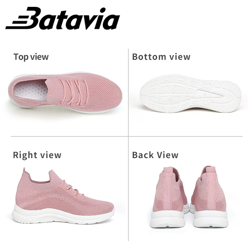 Batavia GROSIR sepatu kanvas wanita rajut sepatu wanita sepatu tanpa tali hitam Sepatu Wanita Sport Women Sneakers P4 N10