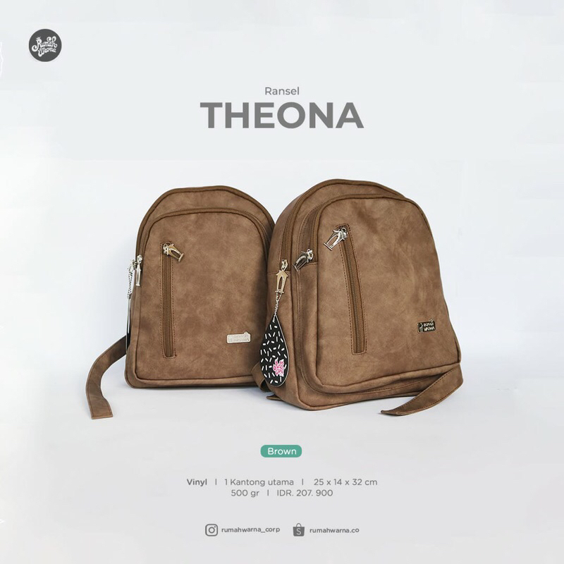 Ransel Theona warna Brown Tas Rumah Warna Sekolah Sd Smp Sma