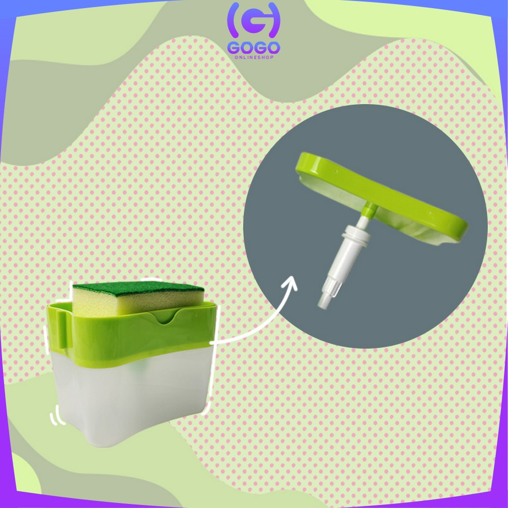 GOGO-C421 Dispenser Sabun &amp; Holder Spons Cuci Piring 2in1 / Dispenser Sabun Cuci Piring Busa / Tempat Sabun Cuci Piring Dispenser sabun Spon