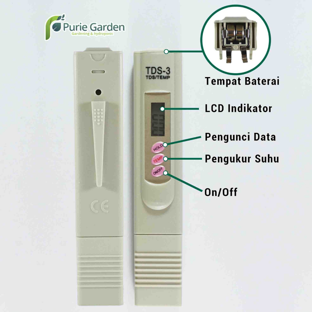 TDS Meter Alat Ukur Hidroponik Hold