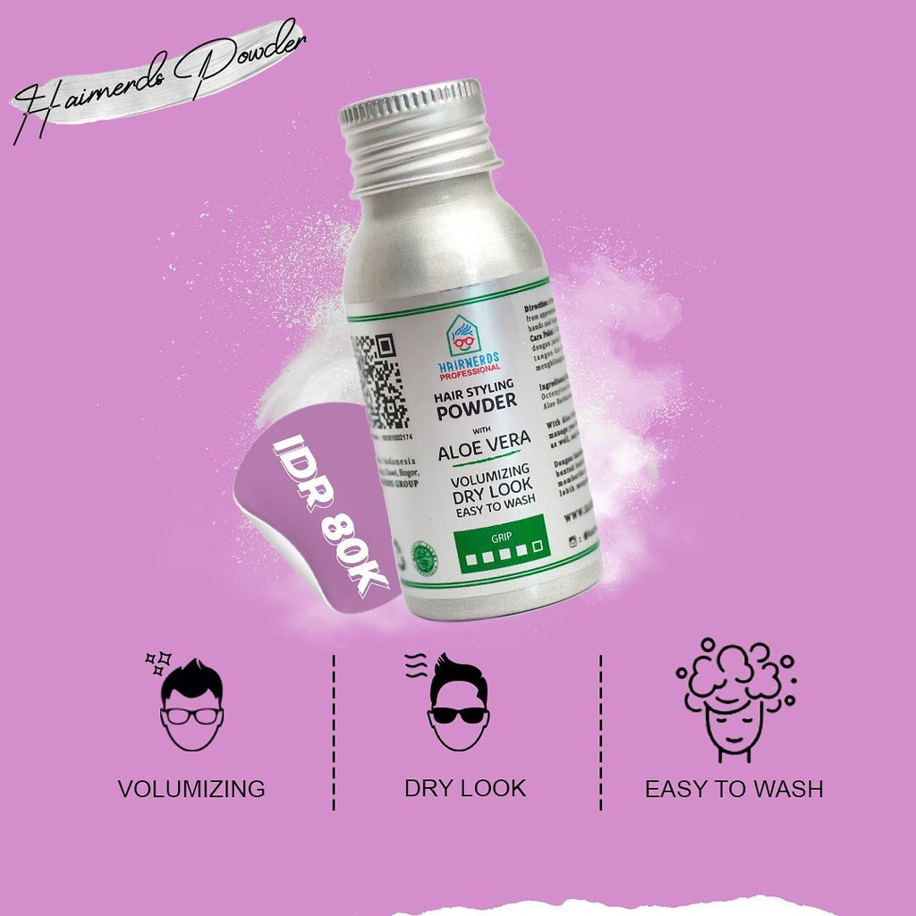Hairnerds Professional Paket Miracle Treatment &amp; Hair Styling Powder Free Sisir