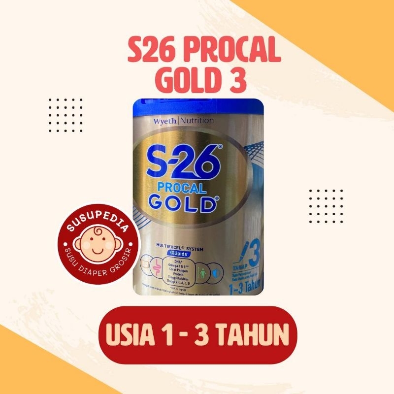 S26 PROCAL GOLD TAHAP 3 900GR S-26 Susu Pertumbuhan anak 1-3 Tahun Kaleng Tahap3