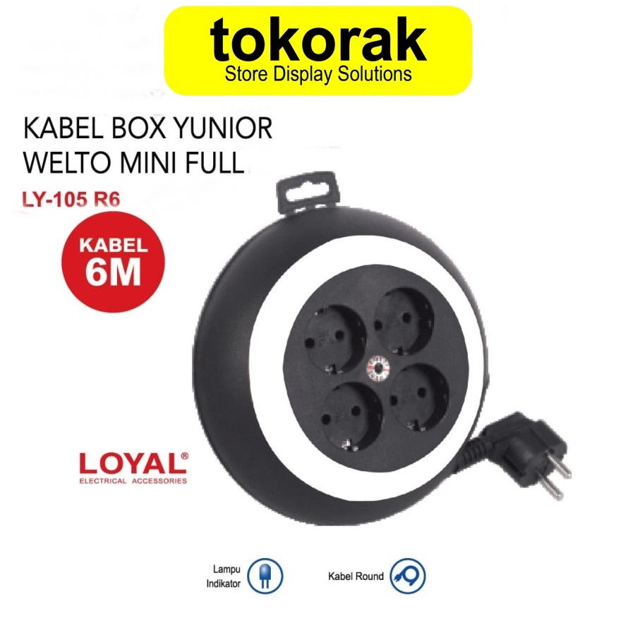 KABEL ROLL WELTO MINI FULL 6M LY-105 R6 COLOKAN BOX LOYAL STOP KONTAK