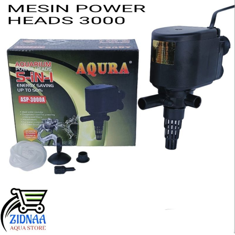 MESIN POMPA AQURA ASP 3000A Alat filter celup aquarium power heads kolam akuarium water pump