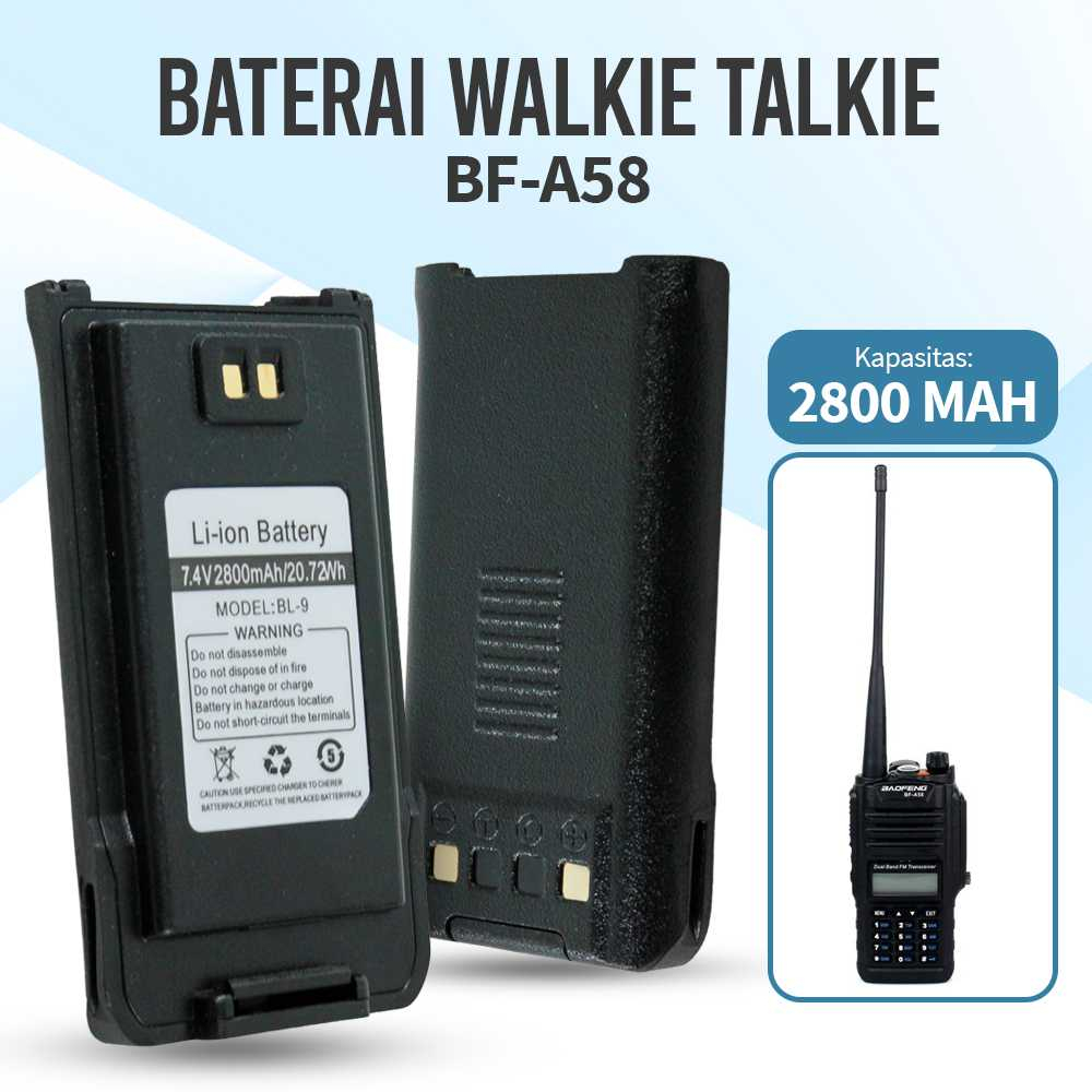 Baterai Walkie Talkie BF-A58 2800 mAh Batrai Pengganti Walki Talki Kapasitas Besar Batre Cadangan Berkualitas