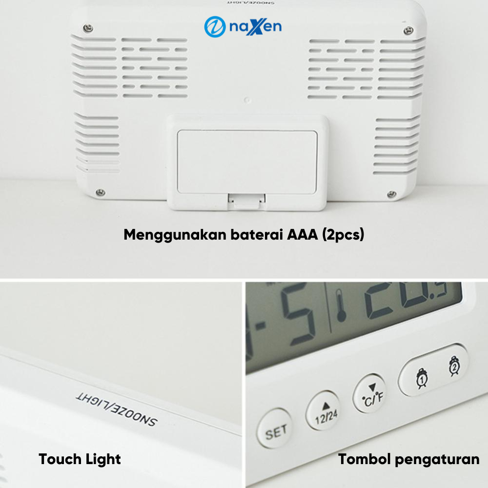 Jam Meja Digital Naxen / Smart Alarm LED Digital Clock 4in1 8338