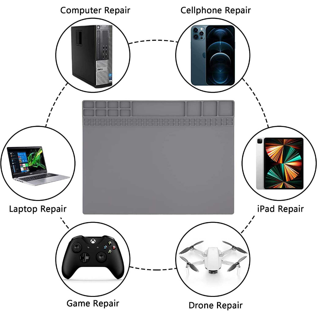 Alas Solder Silikon Magnetic Soldering Mat Heat Resistant 40cm Tempat Perkakas Reparasi Perangkat Elektronik