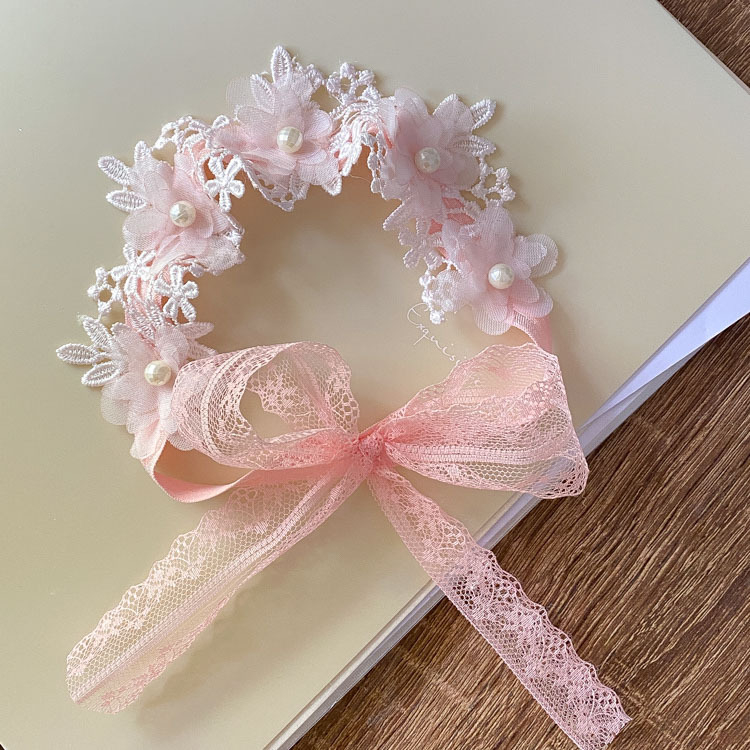 Caliloops Bando Bandana Bayi Korea Newborn Pita Bunga Mutiara Molte