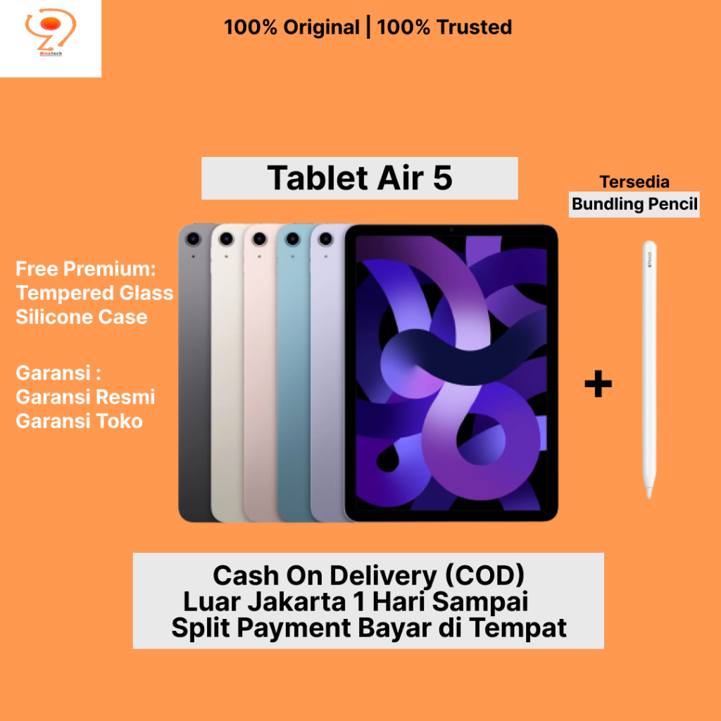 Tablet iPd Air 5 5th Gen M1 Chip Wifi Only 64GB 256GB Spacegrey Purple