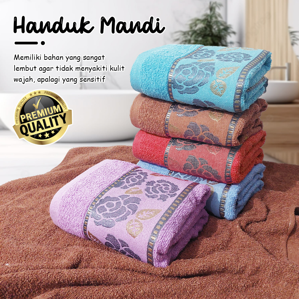 Handuk Mandi Katun Tebal Premium Motif Bunga Ukuran 70x140cm High Quality Daya Serap Tinggi Perlengkapan Mandi Rumah Tangga Import - J3A7 - 88BlanketStore