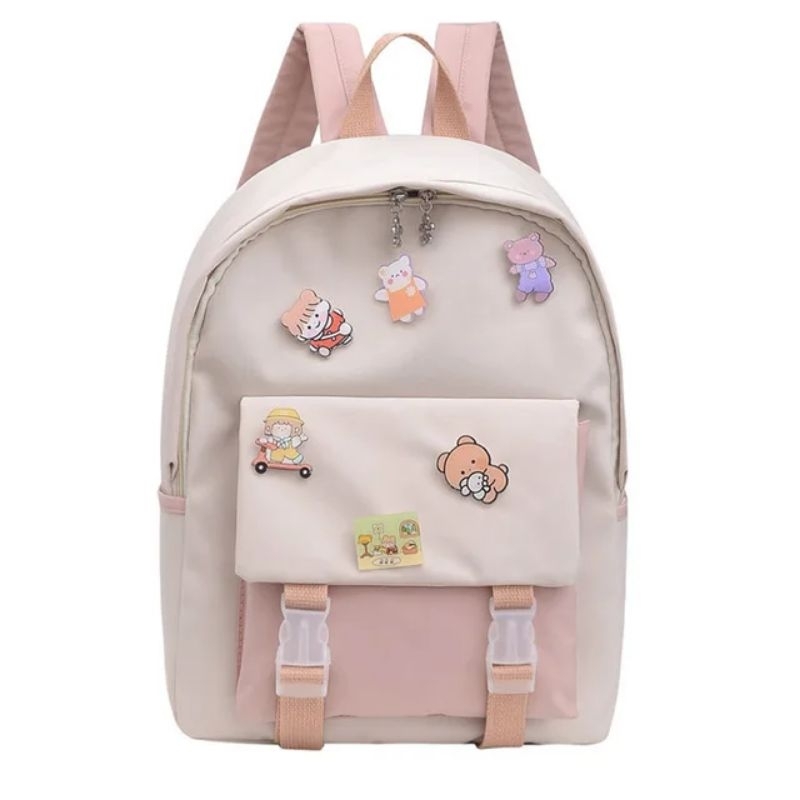 Minipetite BA2311 Tas Ransel anak sekolah SD SMP SMA kartun pin ukuran besar Ransel Anak Ala Korea Style Import
