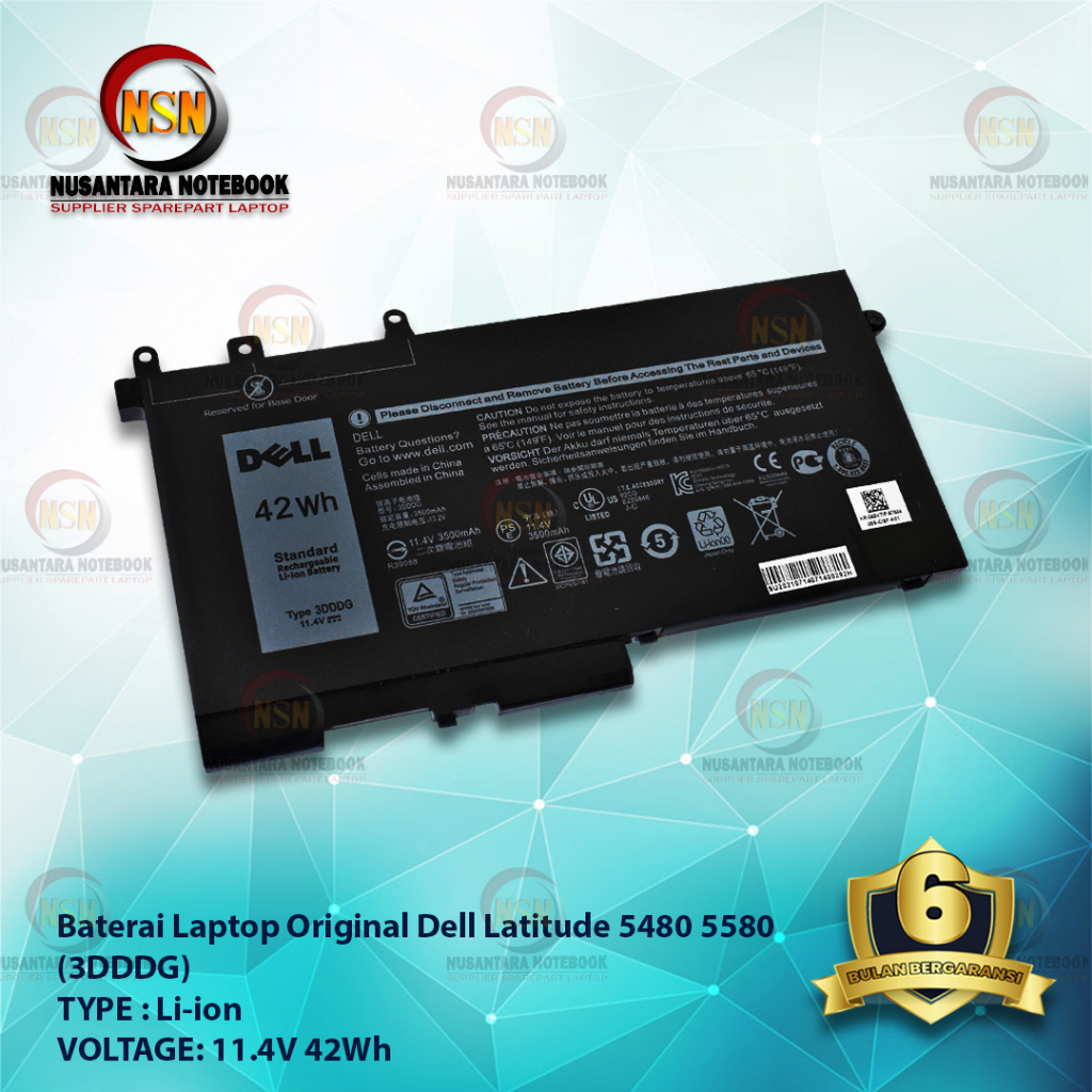 Baterai ORI Dell For Latitude 5480 5580 3DDDG 11.4V 42Wh