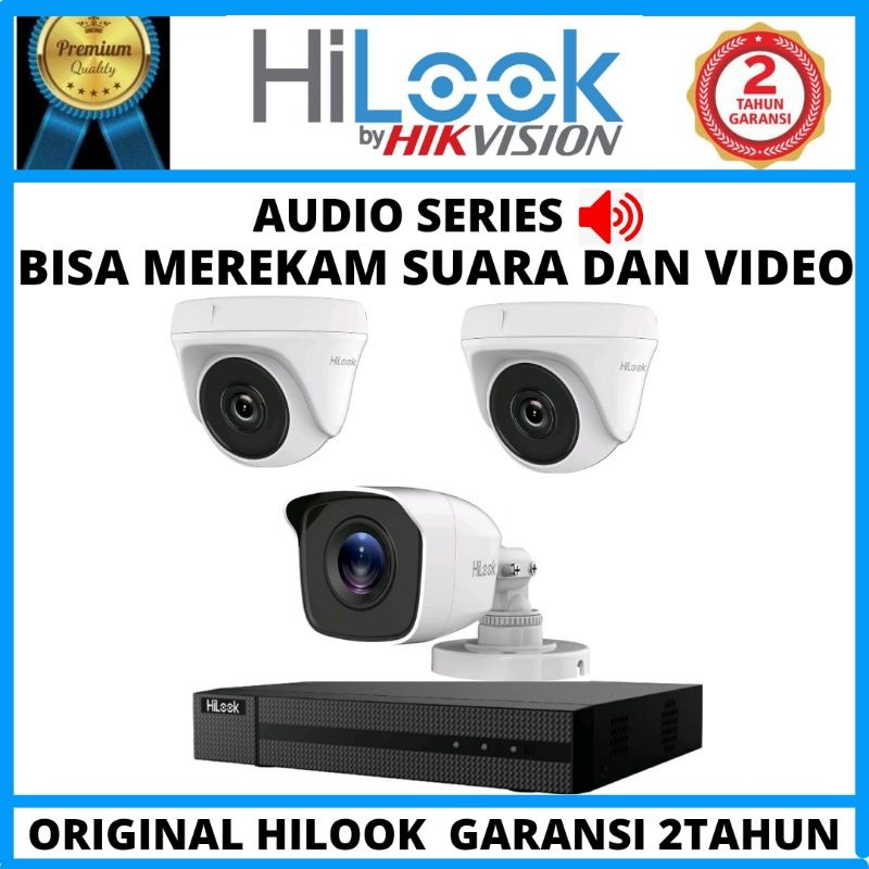 PAKET CCTV HILOOK AUDIO 2MP 3 KAMERA SIAP PASANG (REKAM GAMBAR dan SUARA) - SURABAYACCTV.ID