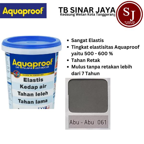 Cat Aquaproof Cat Pelapis Anti Bocor Kemasan 4kg - 061 Abu Abu