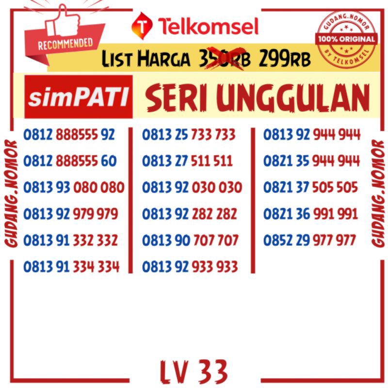 Nomer Cantik Telkomsel Simpati Spesial Original 100% Garansi Nomor Cantik Simpati Telkomsel No Cantik Simpati Kartu Perdana Simpati Cantik