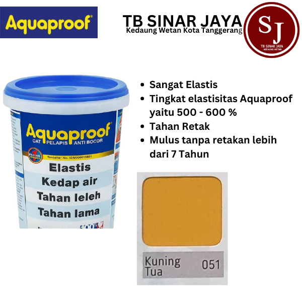 Cat Aquaproof Cat Pelapis Anti Bocor Kemasan 4kg - 051 Kuning Tua