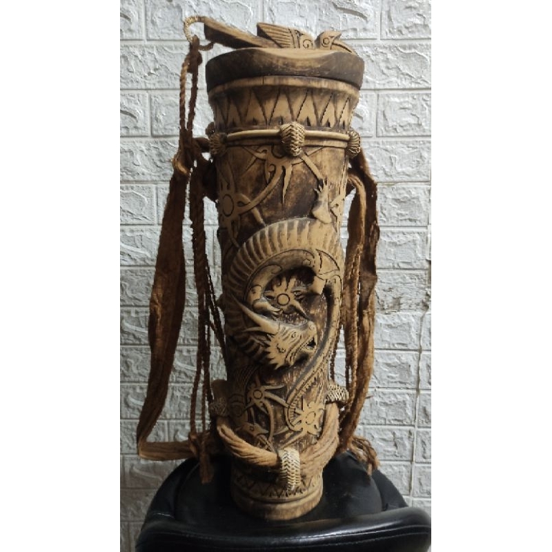 TAS TOPONK RANSEL / TAS KAYU UKIRAN DAYAK KALIMANTAN MODEL RANSEL