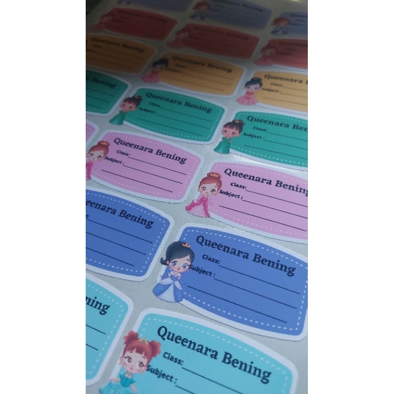 

stiker label buku princess