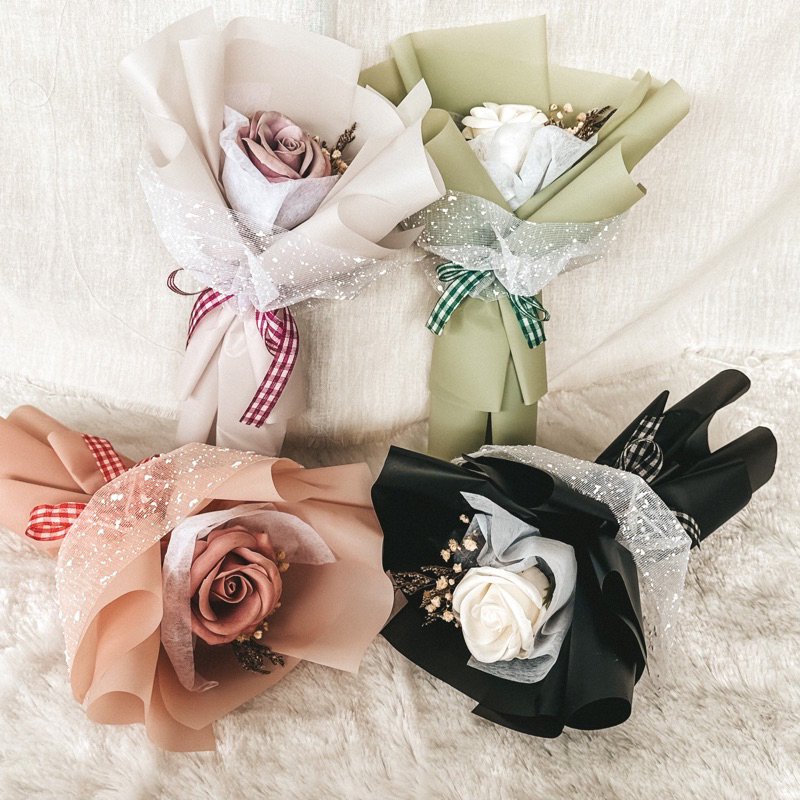 SINGLE FLOWER BOUQUET/ FLOWER SOAP BOUQUET/ BOUQUET WISUDA/ UKURAN EXTRA SMALL