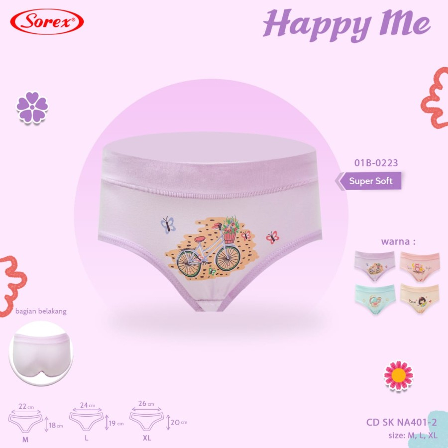 CELANA DALAM ANAK PEREMPUAN SEGITIGA CD SOREX KIDS GIRL NA 401 Happy me