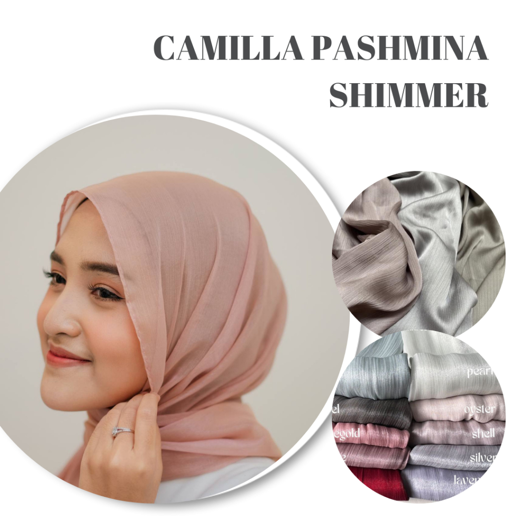 [ COD  ] Camilla Pashmina Shimmer Ukuran 180Cm x 75Cm Bahan Yoryu Silk Hijab Pashmina Instan Terbaru