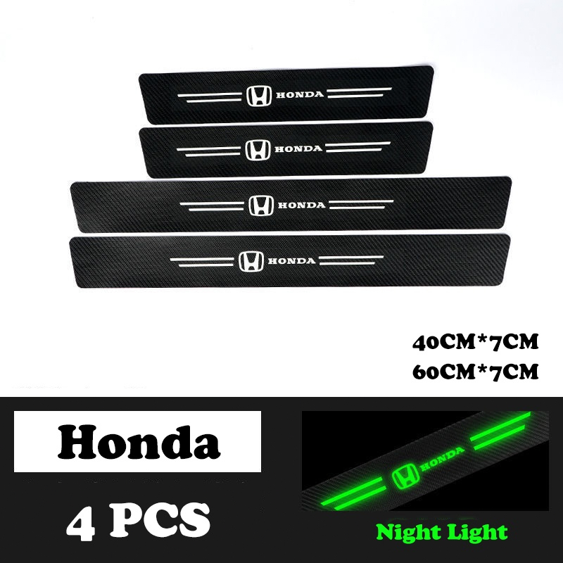 4pcs Car Door Step Sill Plate Mobil Sticker/4Pieces Bercahaya Strip Pelindung Bahan Kulit Carbon /Carbon 3D Door Sill Plate Guard Pelindung Pijakan Injakan Kaki Pintu Mobil Set utk Honda Toyota